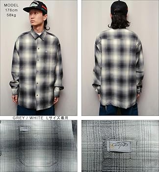 Amazon.co.jp: [キャルトップ] L/S PLAID SHIRT [L] GREY/WHITE